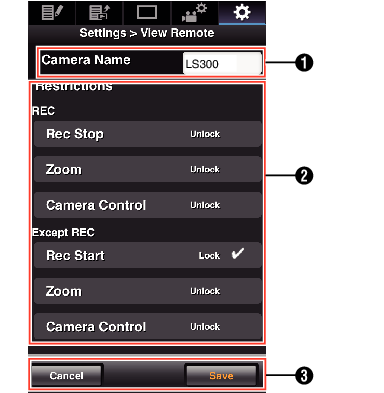 GY-LS300 Settings ViewRemote